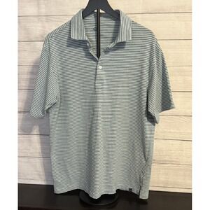 Onward Reserve Mens Striped Performance Polo Shirt Large Blue Green Stretch